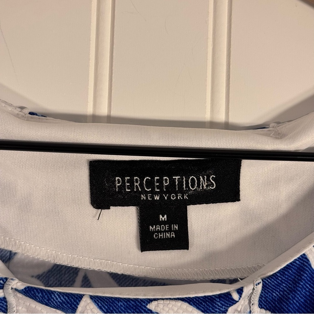 Perceptions A-Line Sleeveless Formal Women’s White & Blue Midi Dress Size Medium - Picture 7 of 13